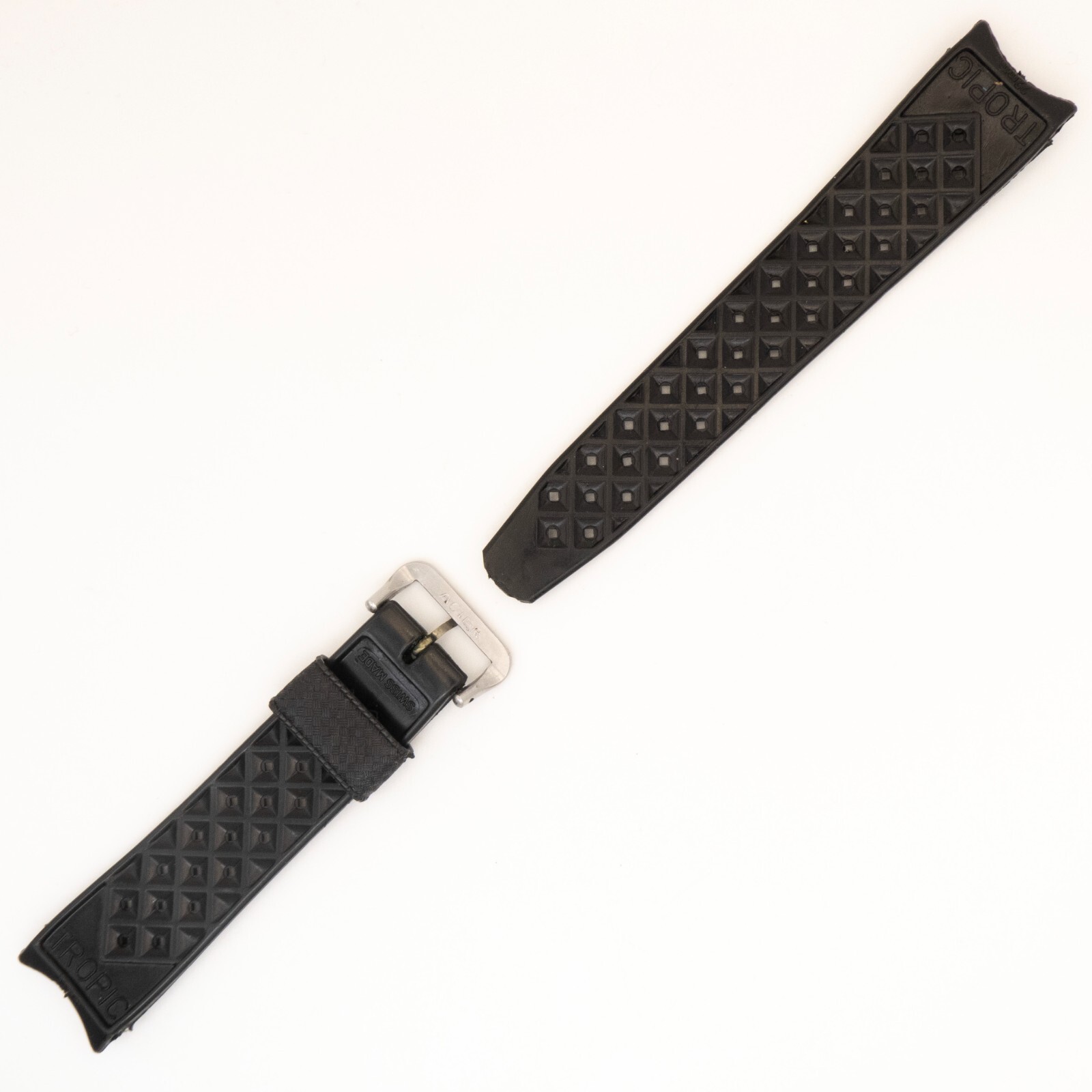 Vintage Swiss Made “Tropic” 20.6 mm sport style rubber watch strap w/tang buckle