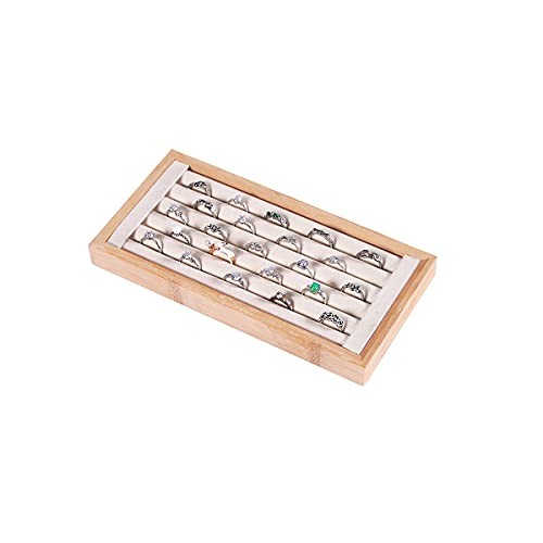 Bamboo Ring Holder,Ring Display Stand,Jewelry Organizer Stand for Rings Beige