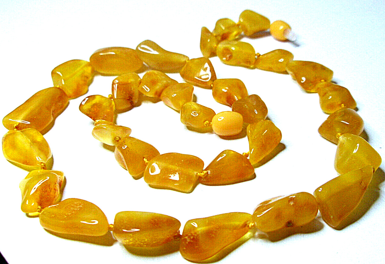 Genuine Baltic Amber Necklace Polished Egg Yolk Butterscotch 51 cm – 20 inch