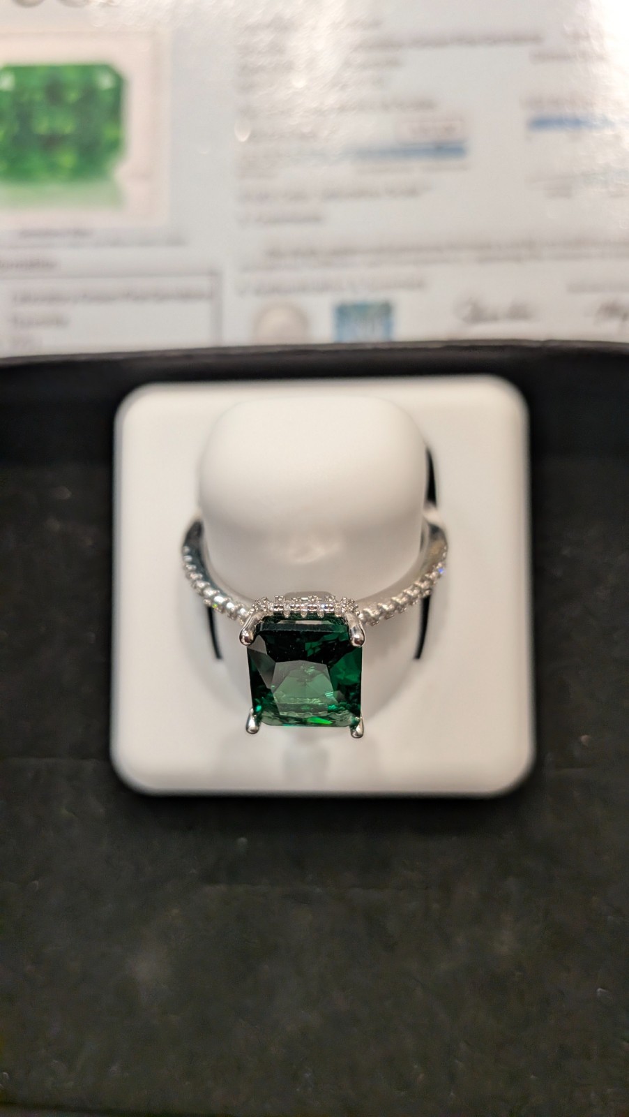 4ct Tsavorite Lab-Grown Gemstone Ring Moissanite Accents, S925 (7/8/8.5/9)