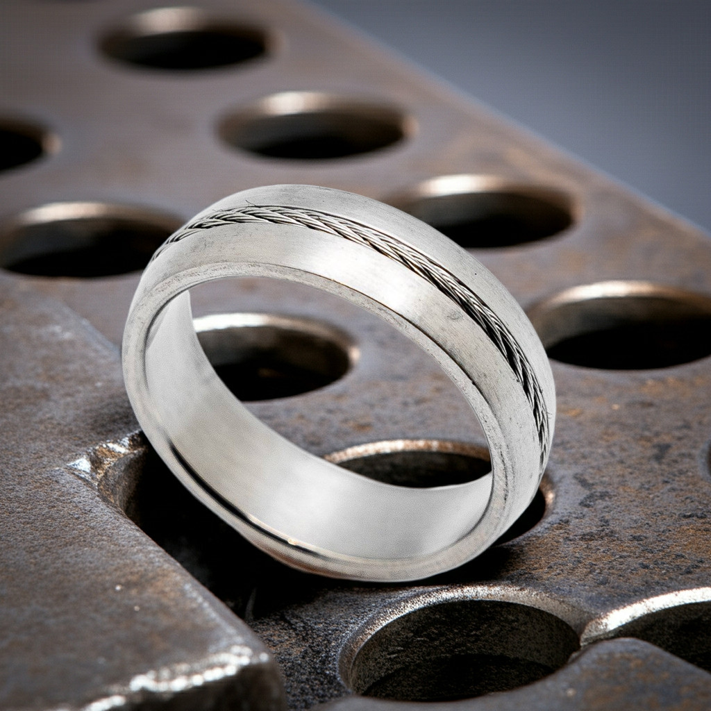 Unisex Stainless Steel Cable Wedding Band Ring 65