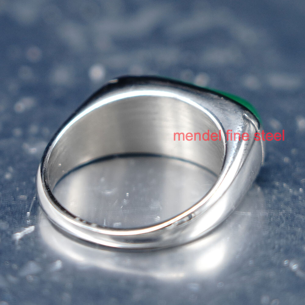 MENDEL Mens Womens Green Jade Stone Band Ring Men Size 6 7 8 9 10 11 12 13-15