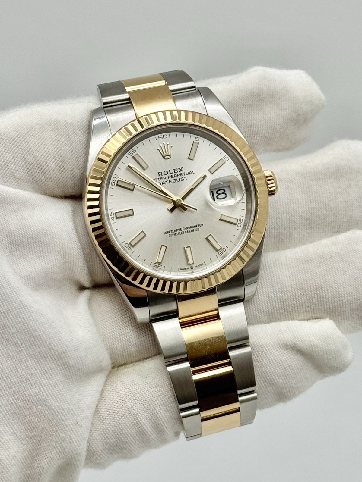 Rolex Datejust 41 Ref 126333 Silver Dial Oyster Bracelet Two Toned Watch