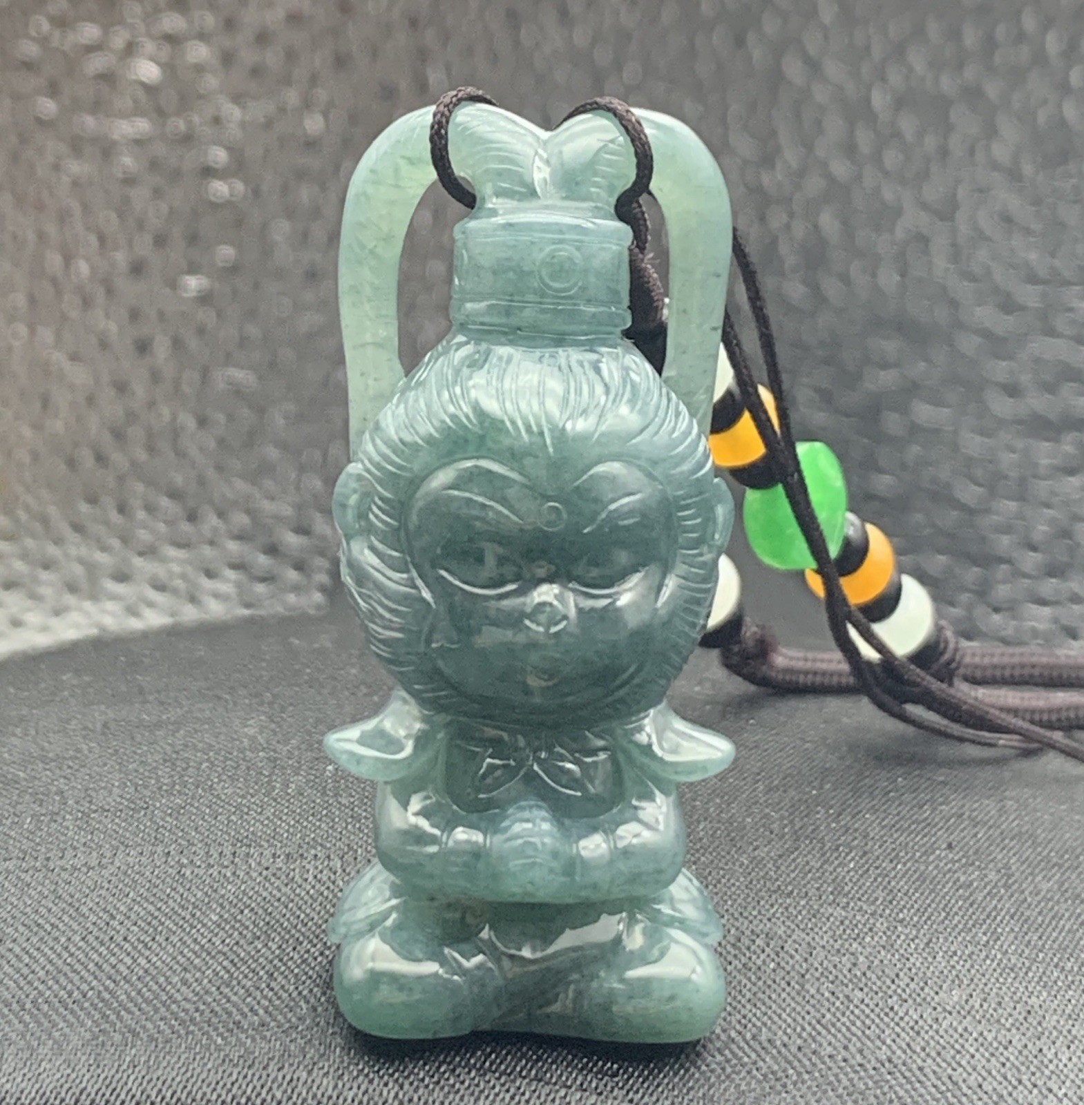 Video Certified Natural A Jade jadeite Display Cartoon Monkey Necklace 420527