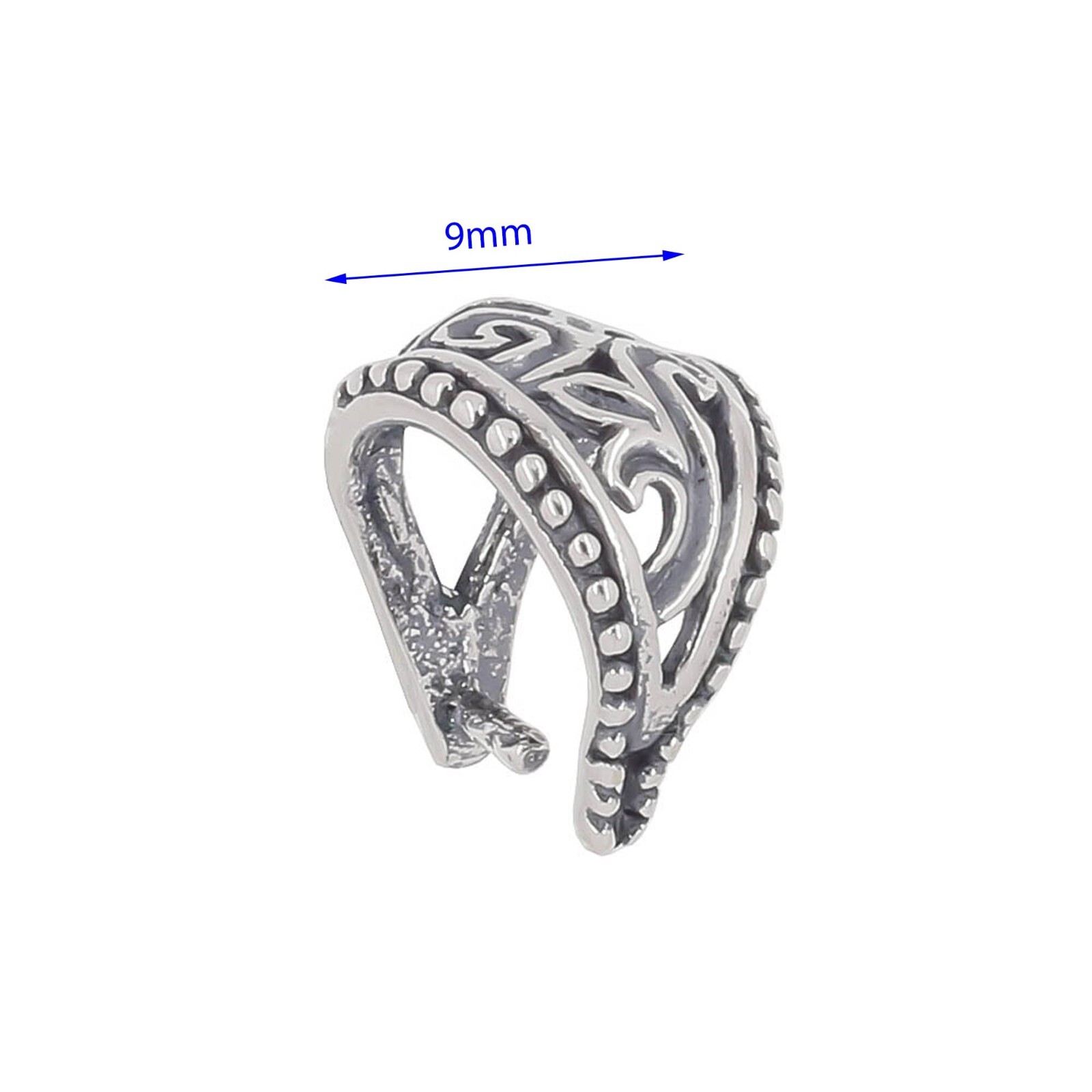 Oxidized Sterling Silver Pinch Pendant Bail Connector Clasp Slider #99841
