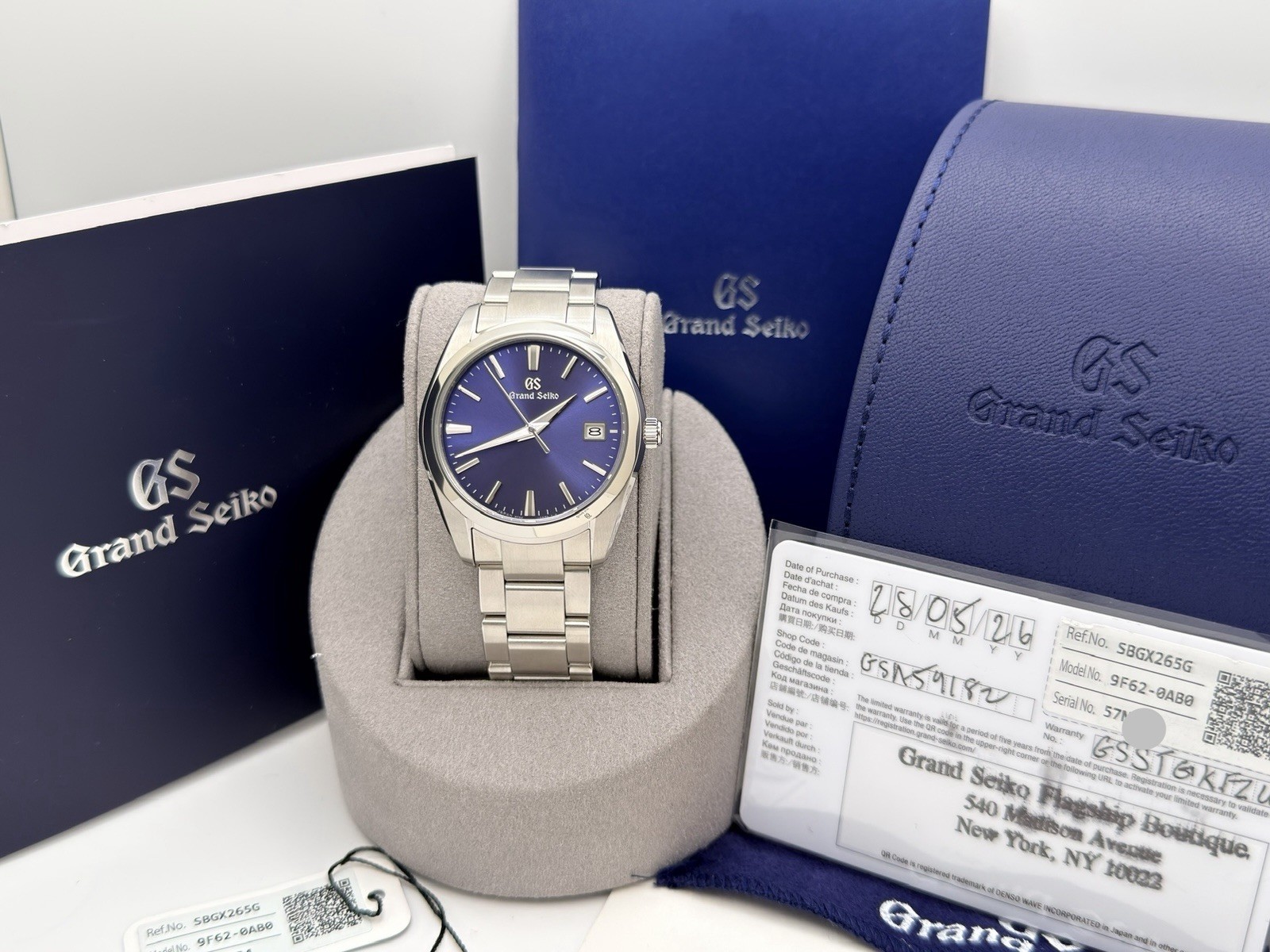 2026 NEW Grand Seiko Heritage Collection SBGX265 37mm Blue Dial Steel Box Paper