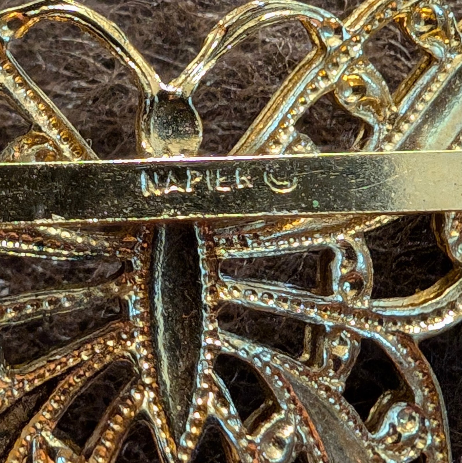 Vintage Gold Tone Signed Napier Filigree Butterfly Pin Brooch