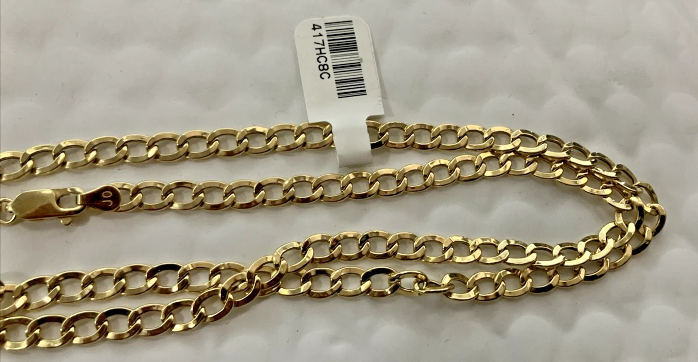 10kt Real Gold Curb Link Semi-Solid/Hollow Chain 8grams 5mm 22” Starz Brand NWT