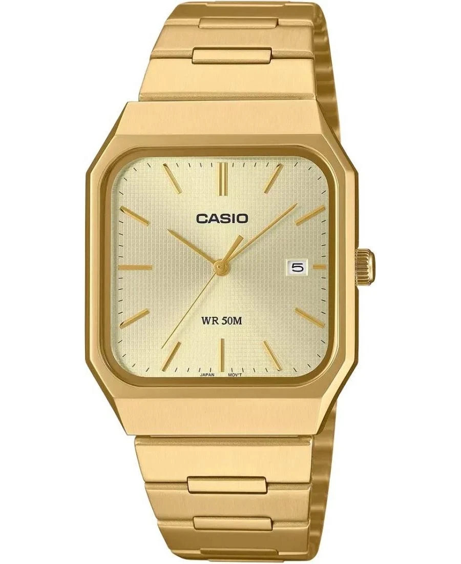 Casio MTP-B185G-9A Gold Stainless Steel Analog Men’s Watch | WR 50M | New
