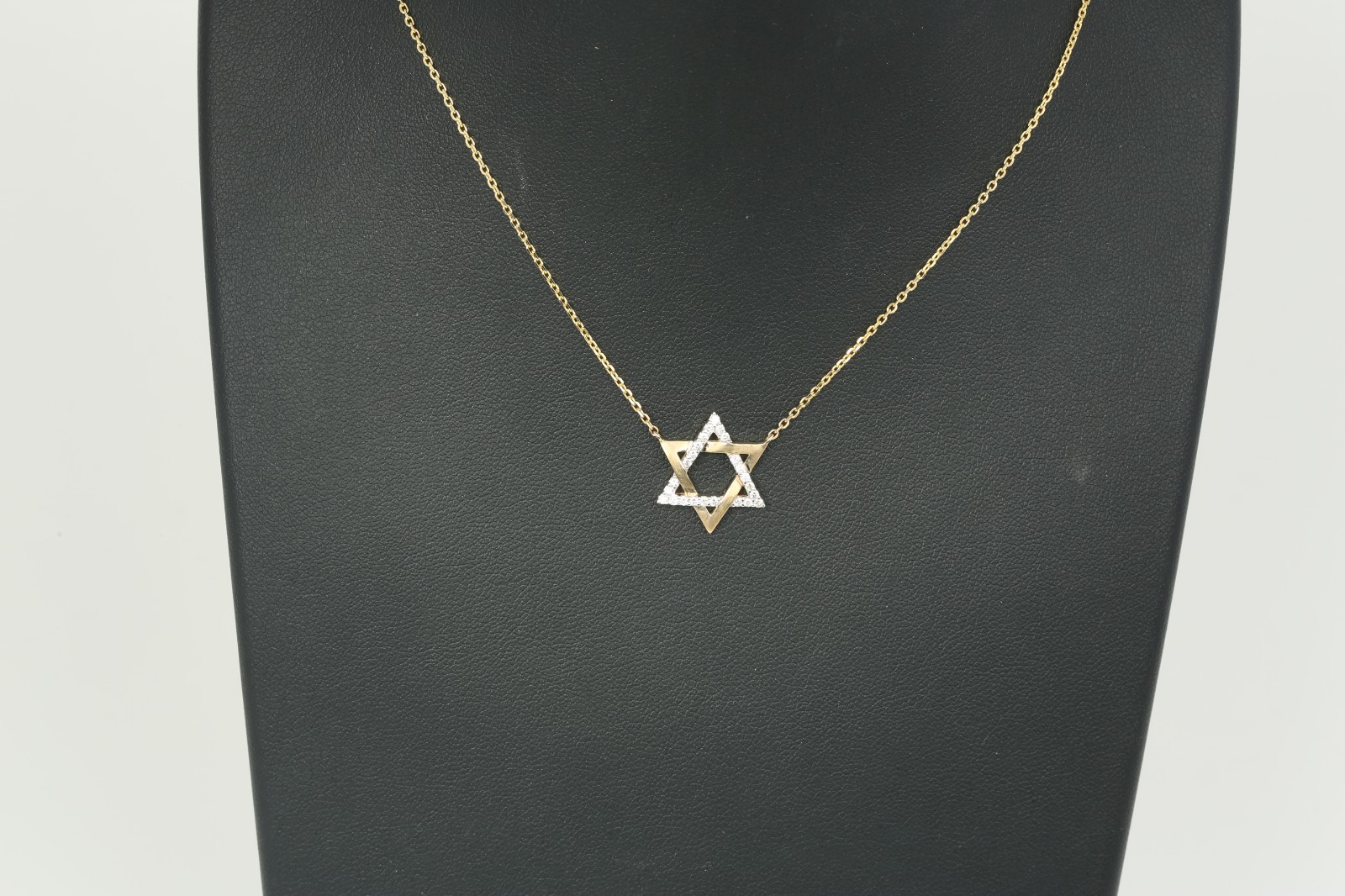 14K Yellow Gold Natural Diamond Star of David Pendant Necklace 18″
