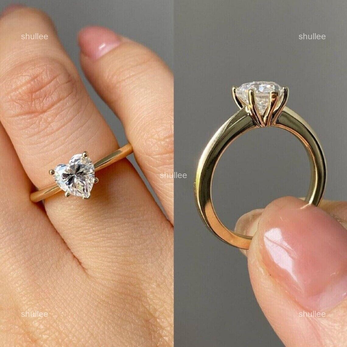 Brilliant Cut Lab Grown Diamond Solitaire New Ring Jewelry 18K Solid Yellow Gold