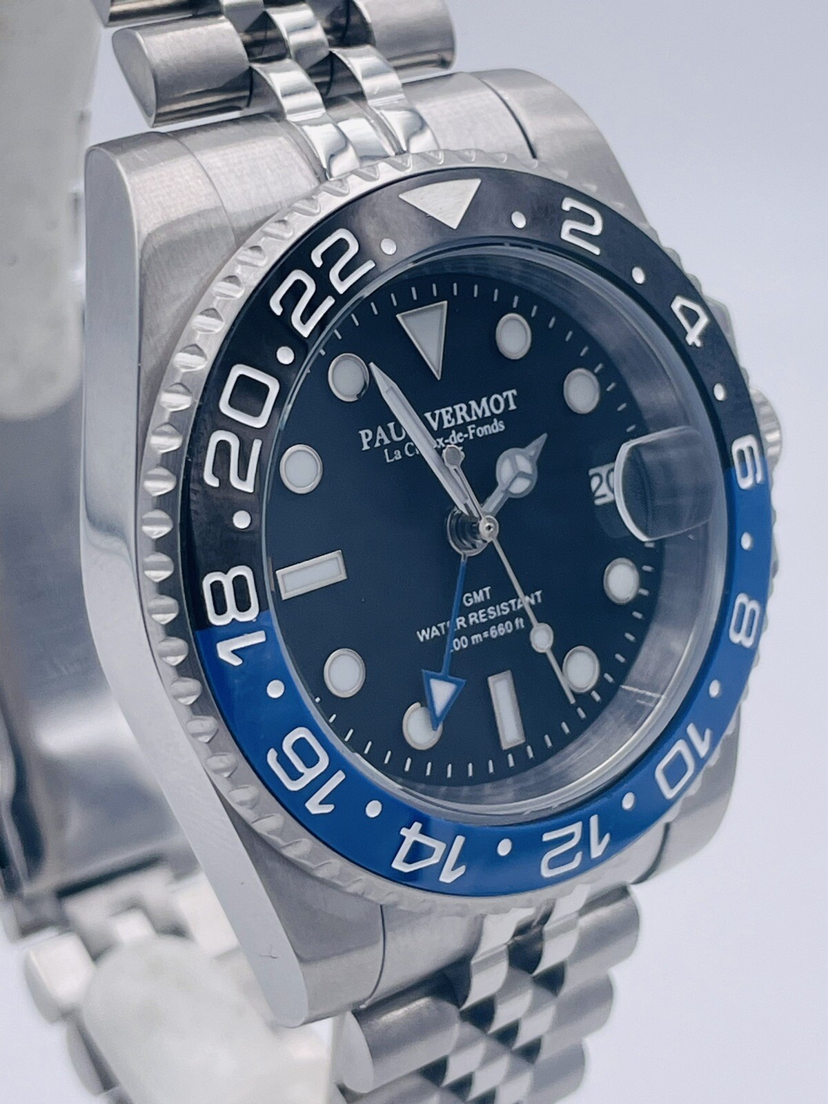 Paul Vermot GMT Automatic Ceramic Watch Pv2116BLKJ/540 Very Discounted New