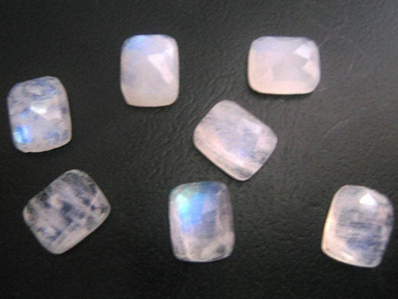 Natural Rainbow Moonstone Rectangle Rose Cut 6x8mm To 12x16mm Loose Gemstone