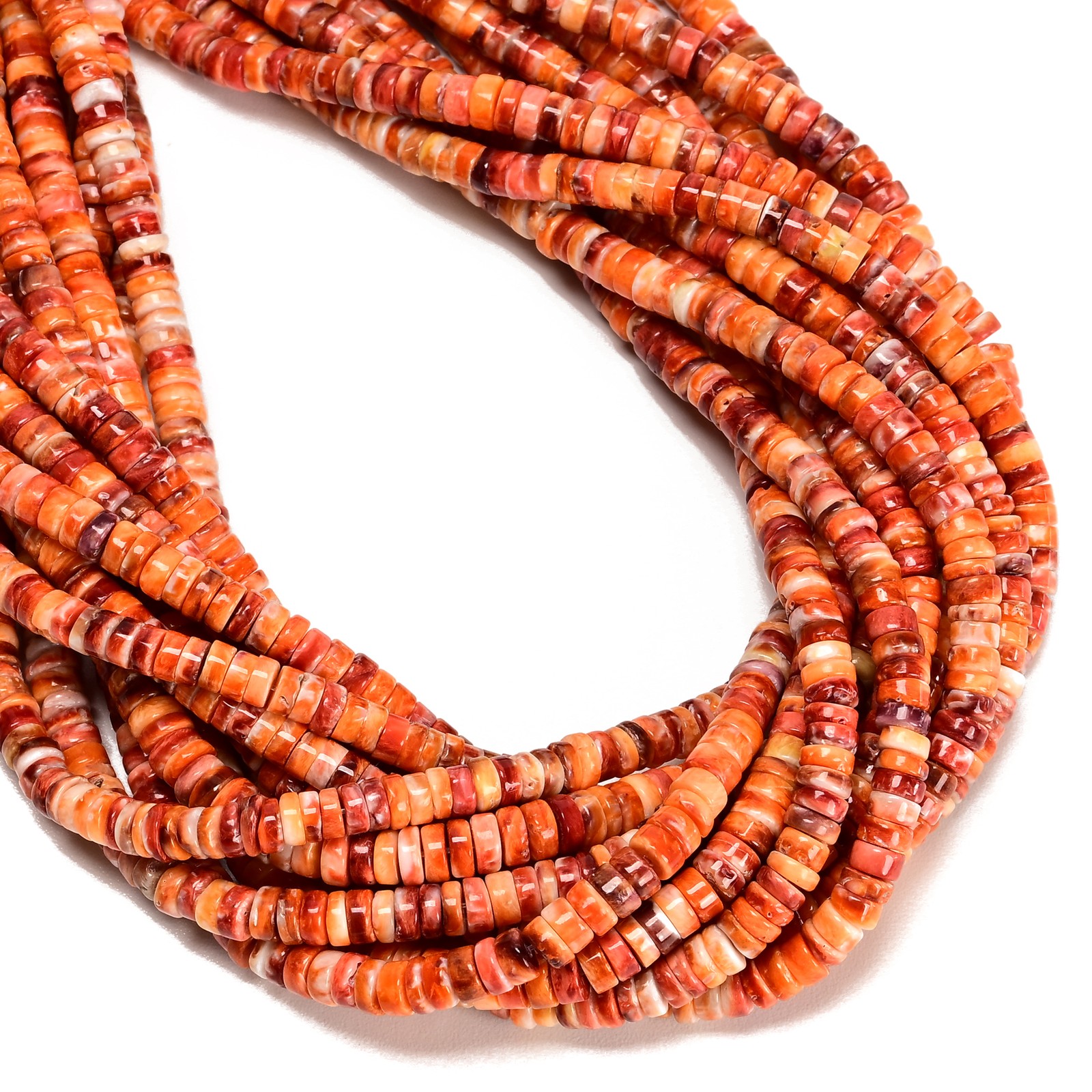 Natural Spiny Oyster Heishi Disc Beads Size 2x5mm 3x6mm 16″ Strand