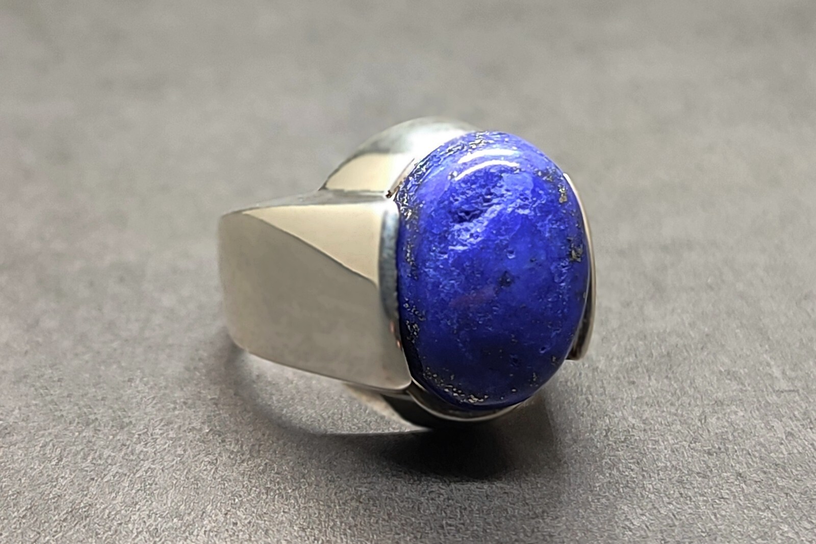 Natural 12 Carat Blue Lapis Lazuli Sterling Silver 925 Handmade Mens Plain Ring