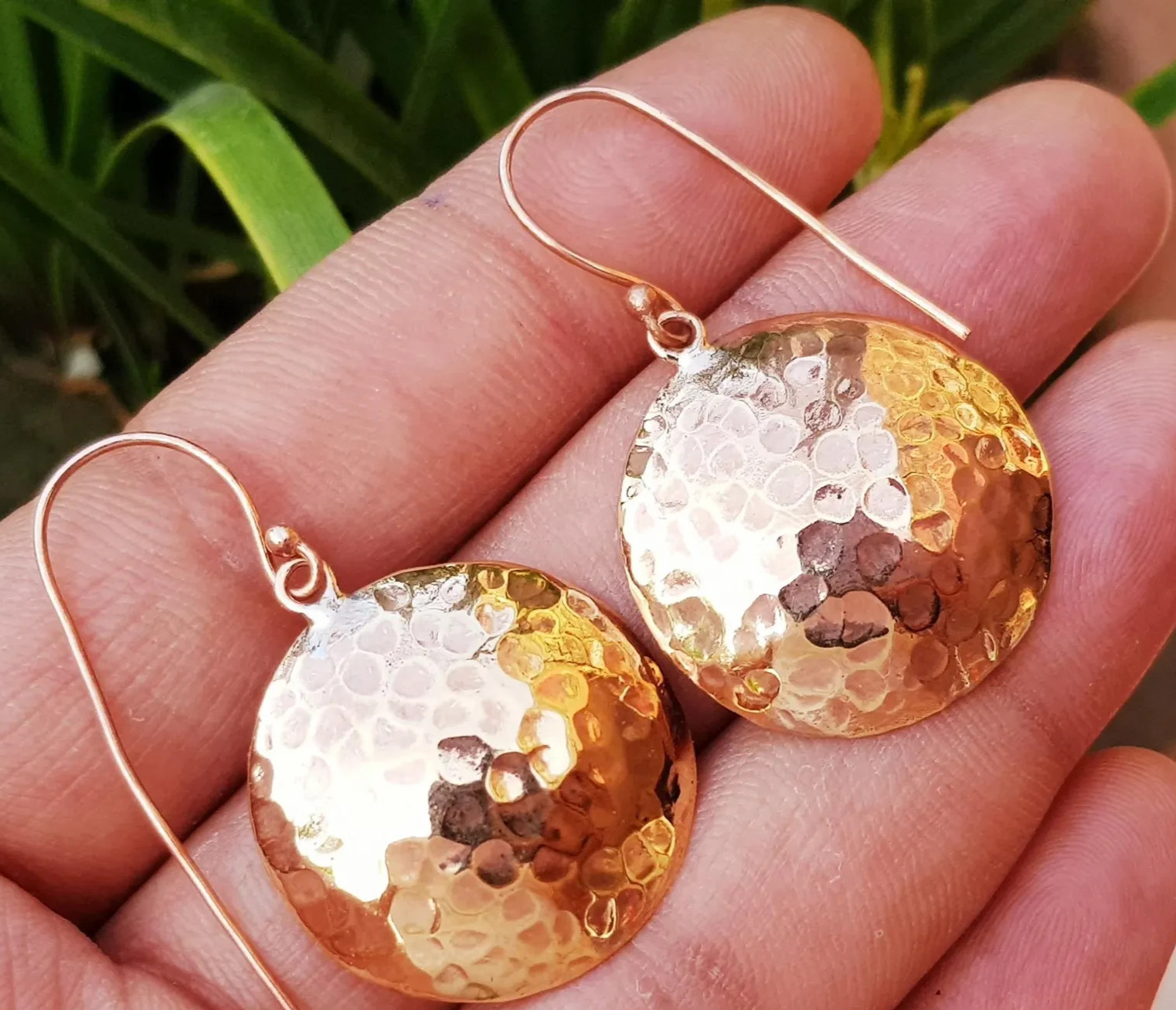 1 Pair Pure Copper Healing Circle Hook Earrings, Jewelry Spiritual Kriya