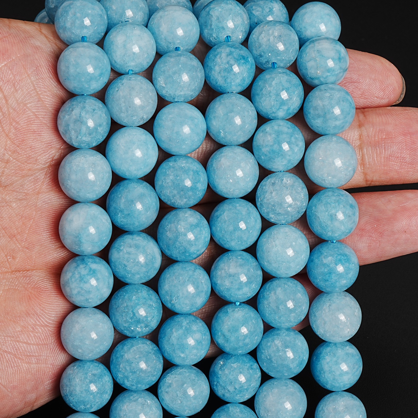 Deep Aqua Blue Quartz Beads Grade AAA Round Gemstone Loose Beads 6/8/10/12MM