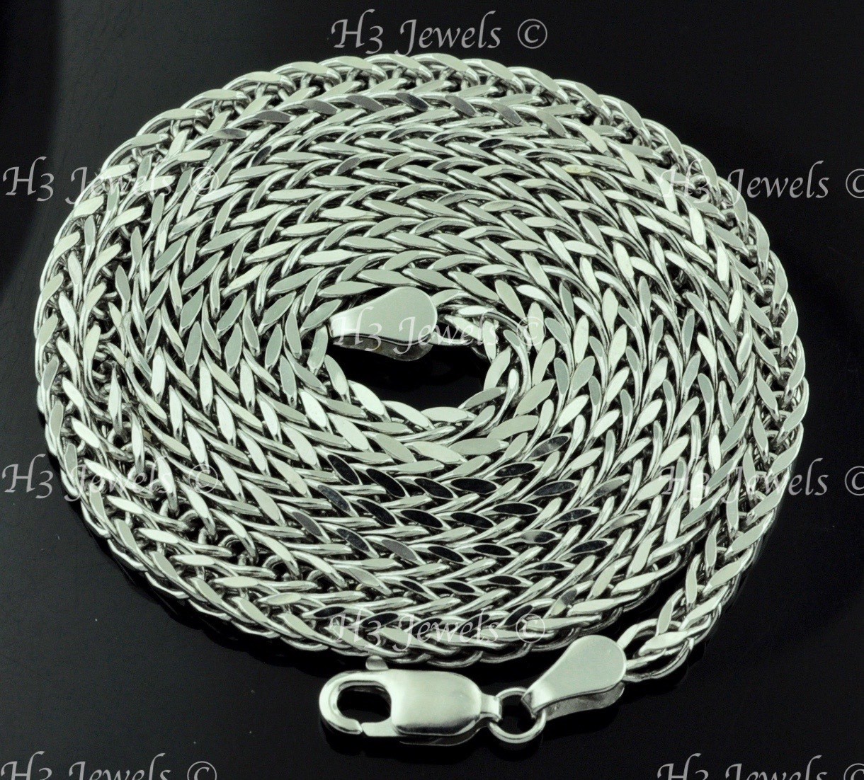 6.50 grams 14k solid white gold foxtail wheat chain necklace 18 inches #7574