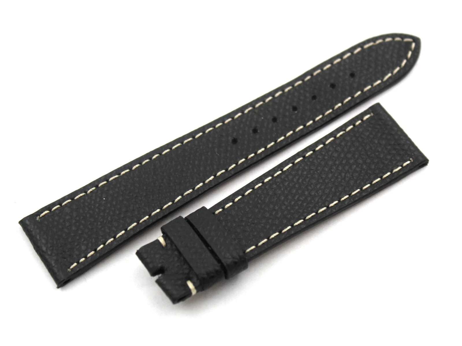 Black Flat Hammered Leather Strap Various Sizes Buckle Pin Watch Top