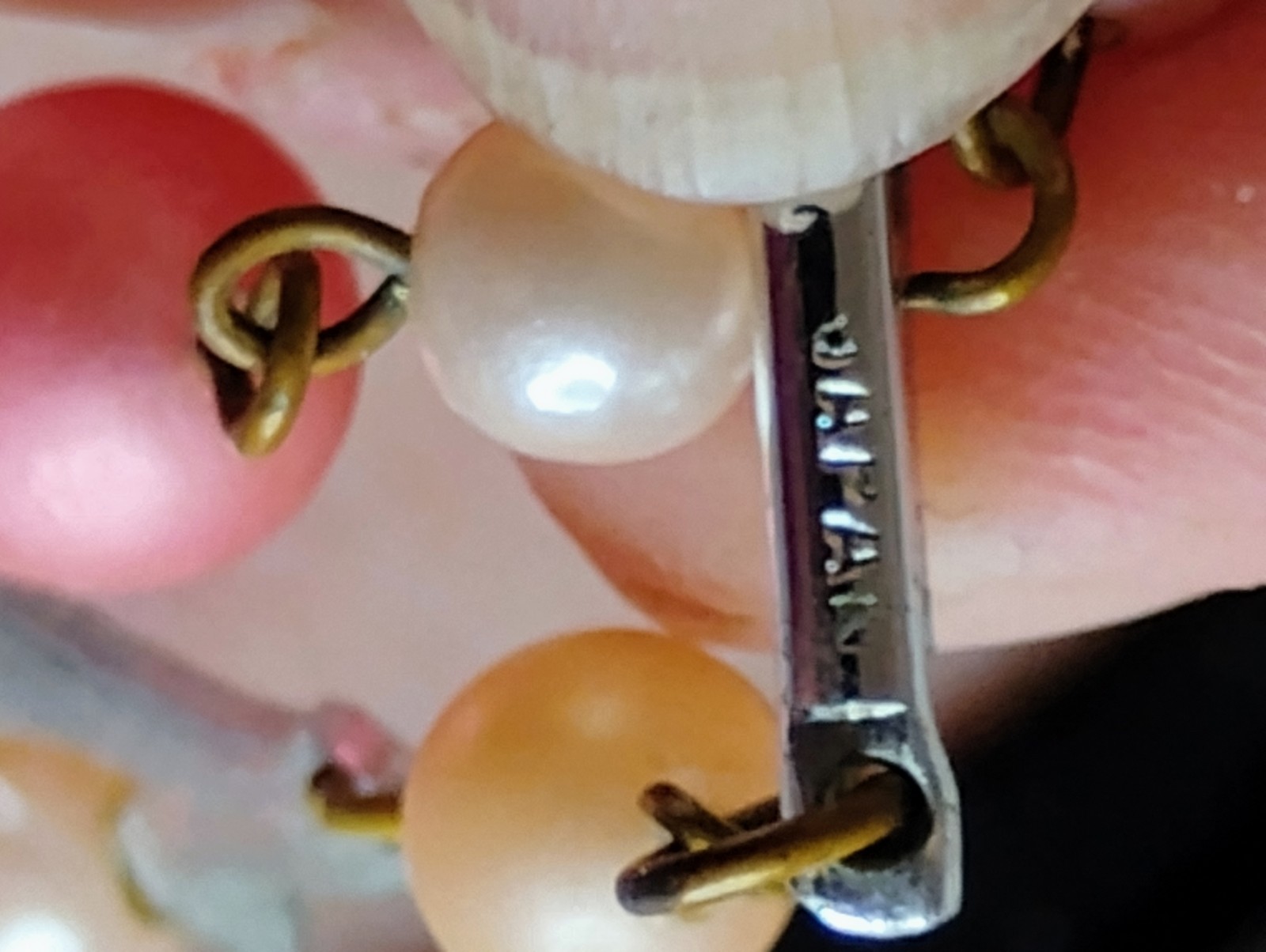 Japan On Clasp Two Necklaces ,Pink And White Faux Pearls, , Vtg