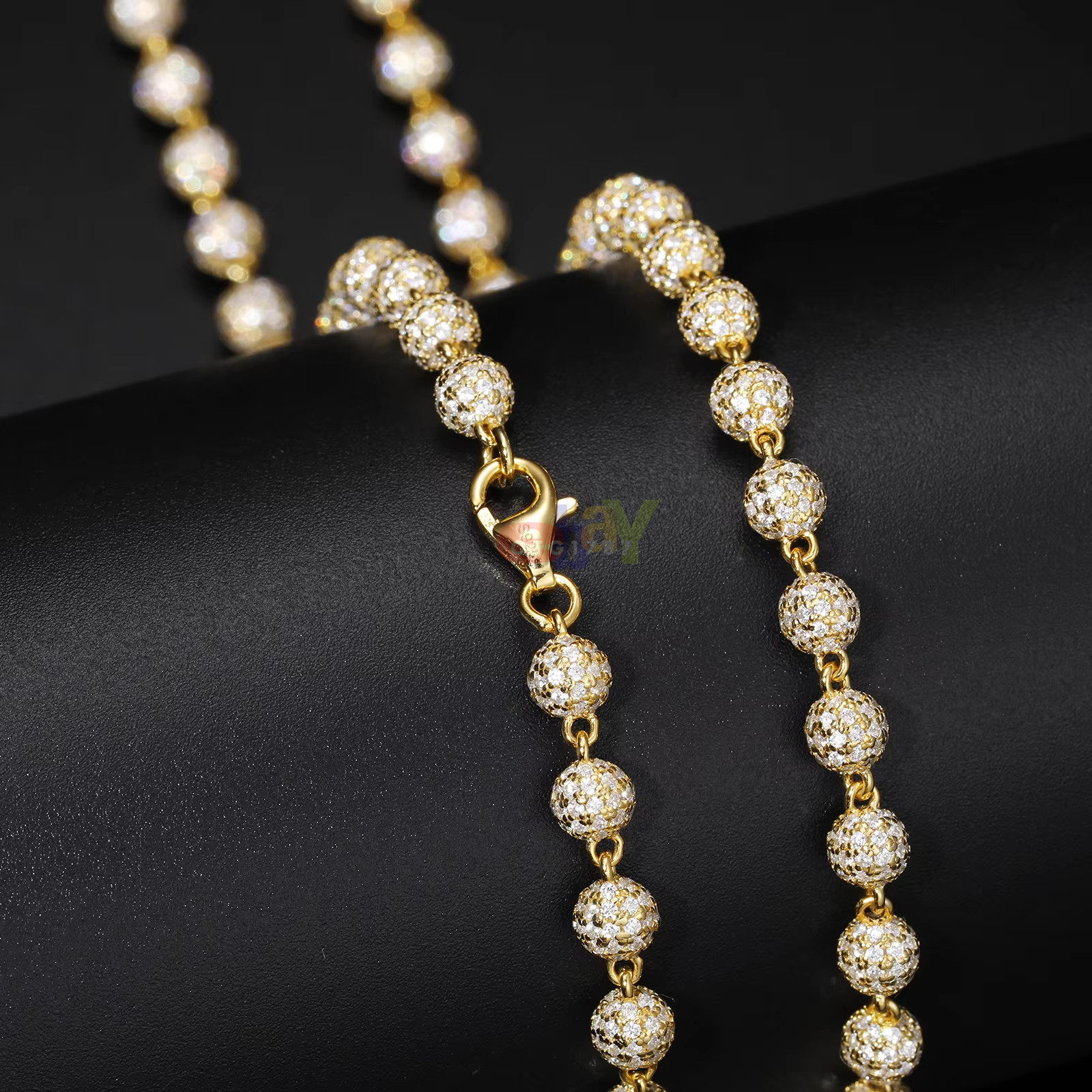 5mm Fully Iced VVS1 D Moissanite Bead Tennis Chain / Bracelet 925 Passes Tester!