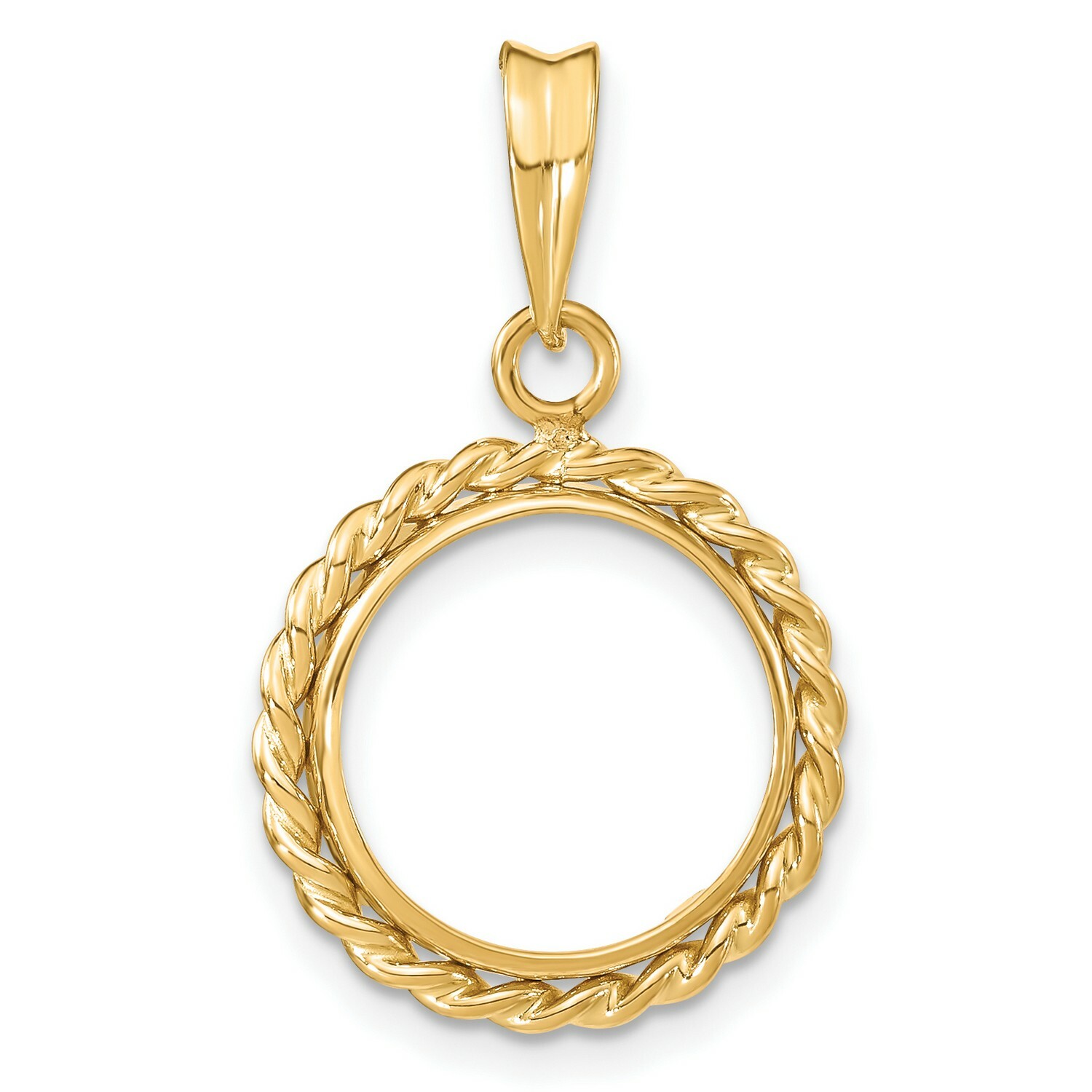 1849-1854 $1 Liberty Head Type 1 Prong Set Twisted Rope Coin Bezel in 14k Gold