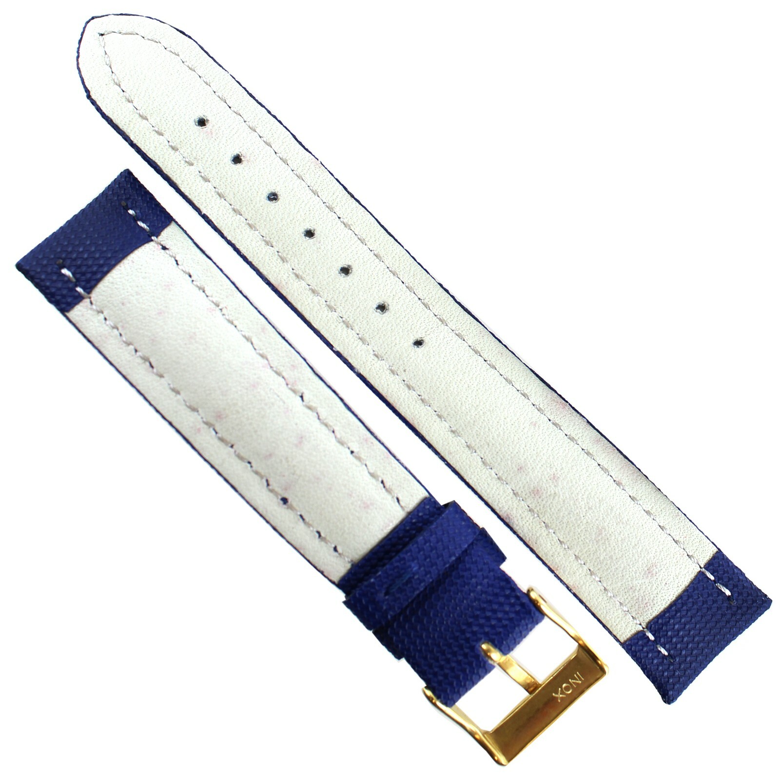 18mm Milano Blue Made W/ Kevlar Over Genuine Leather Mens Watch Band Regular