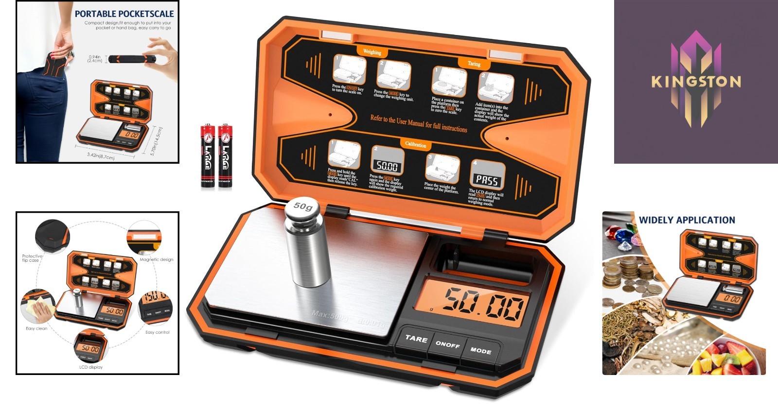 Compact 500g x 0.01g Digital Scale with Tare Function for Jewelry & Cooking