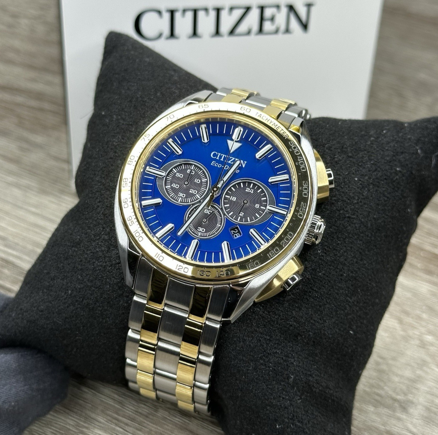 NEW✅ Citizen Carson Blue Dial Tachymeter Two Tone Steel Men’s Watch CA4544-53L