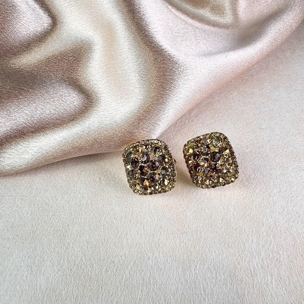 Yellow crystal Sparkling luxury crystal earrings S925 silver needle