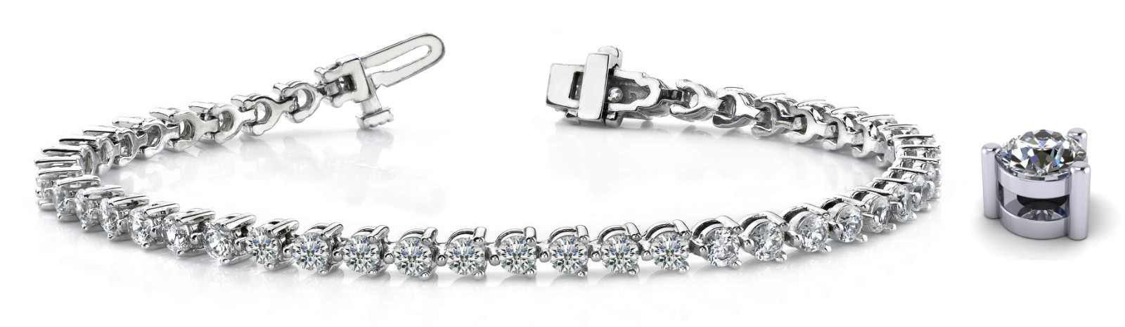 925 Sterling Silver Lab Created Diamond 3 Prong Tennis Bracelet 4-6 CTW