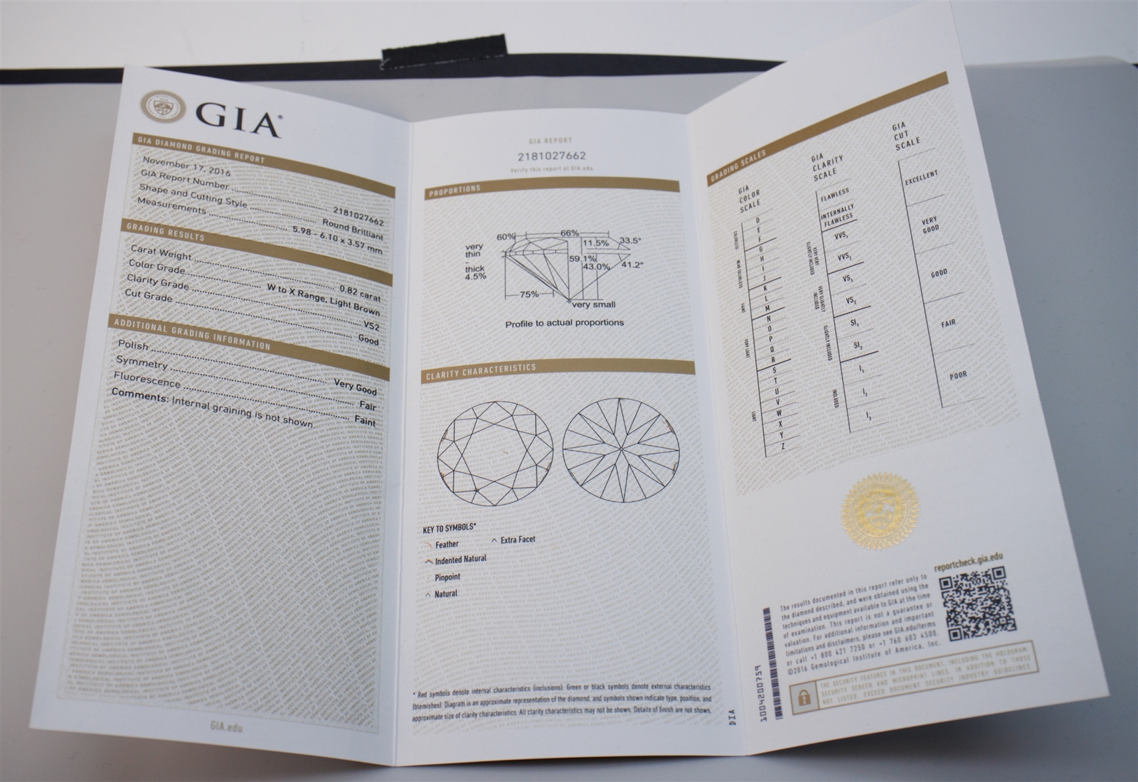 GIA Natural Loose Diamond Round Brilliant Vintage Light Brown 0.82ct VS2 W-X
