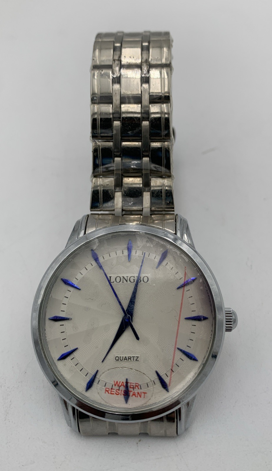 Longbo women watch silver tone 30mm quartz analog bracelet size 8 Battery needed