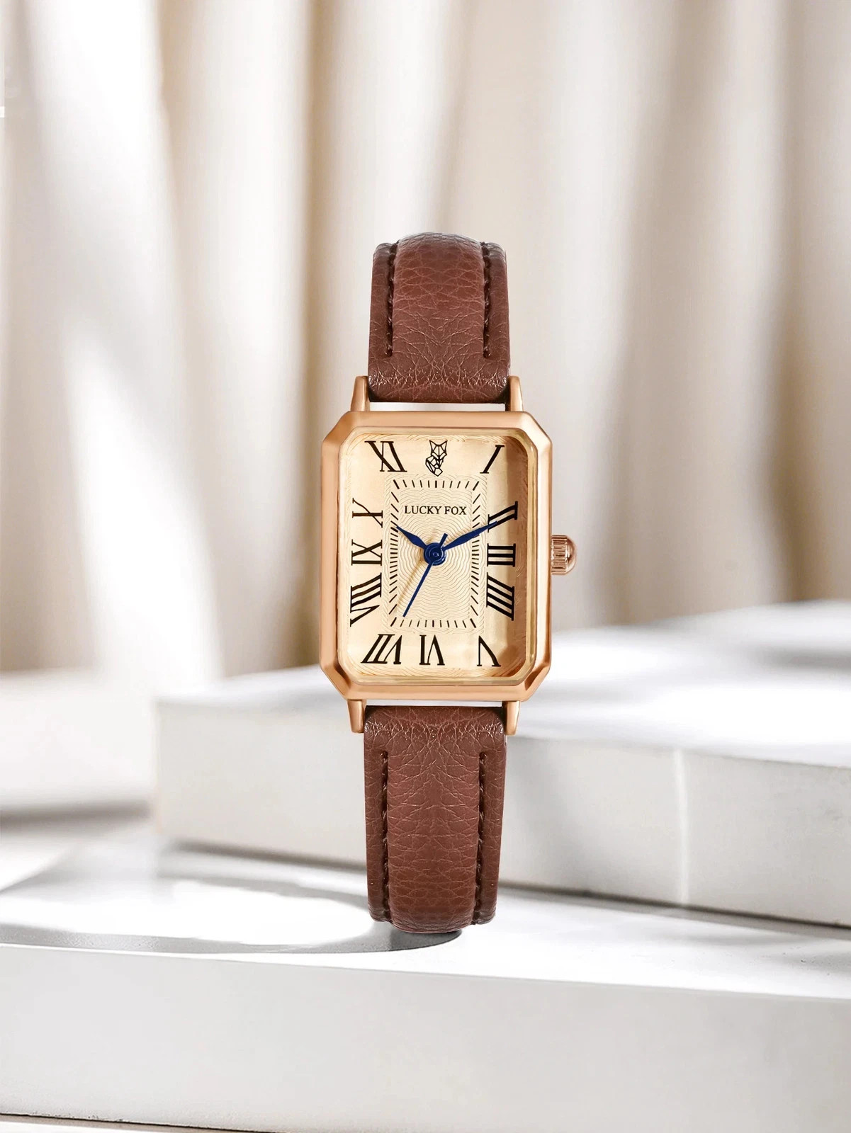 Fashion Retro Digital Dial Casual Watches Square Leather Strap Fashionable