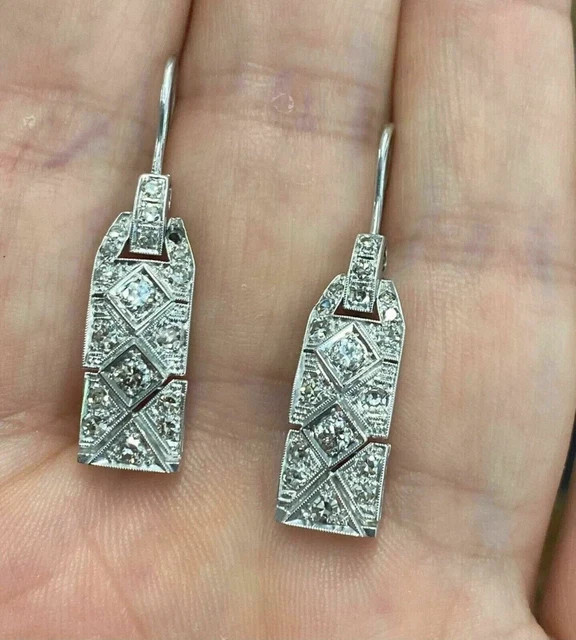 3.85Ct Art Deco Style Lab Created Diamond Wedding 14K White Gold Finish Earrings