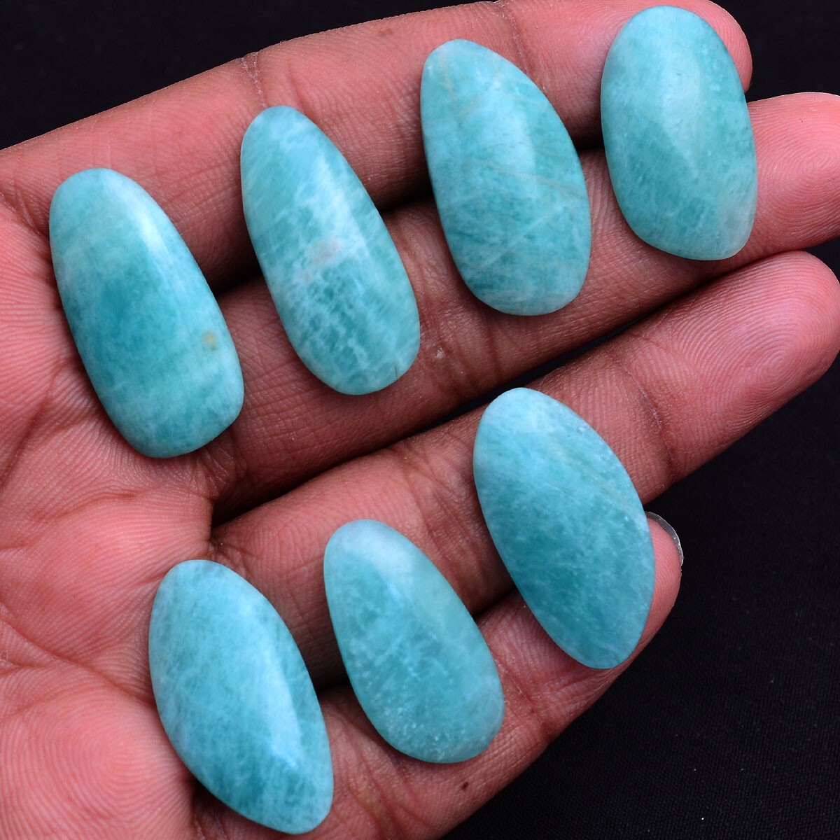 7 Pcs Natural Amazonite Untreated 25mm-29mm Cabochon Loose Gemstones Wholesale