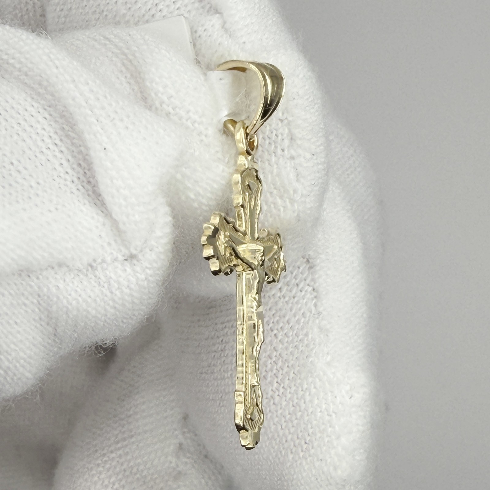 10k Yellow Gold Crucifix Cross Religious Charm Pendant Jewelry Gift For Her
