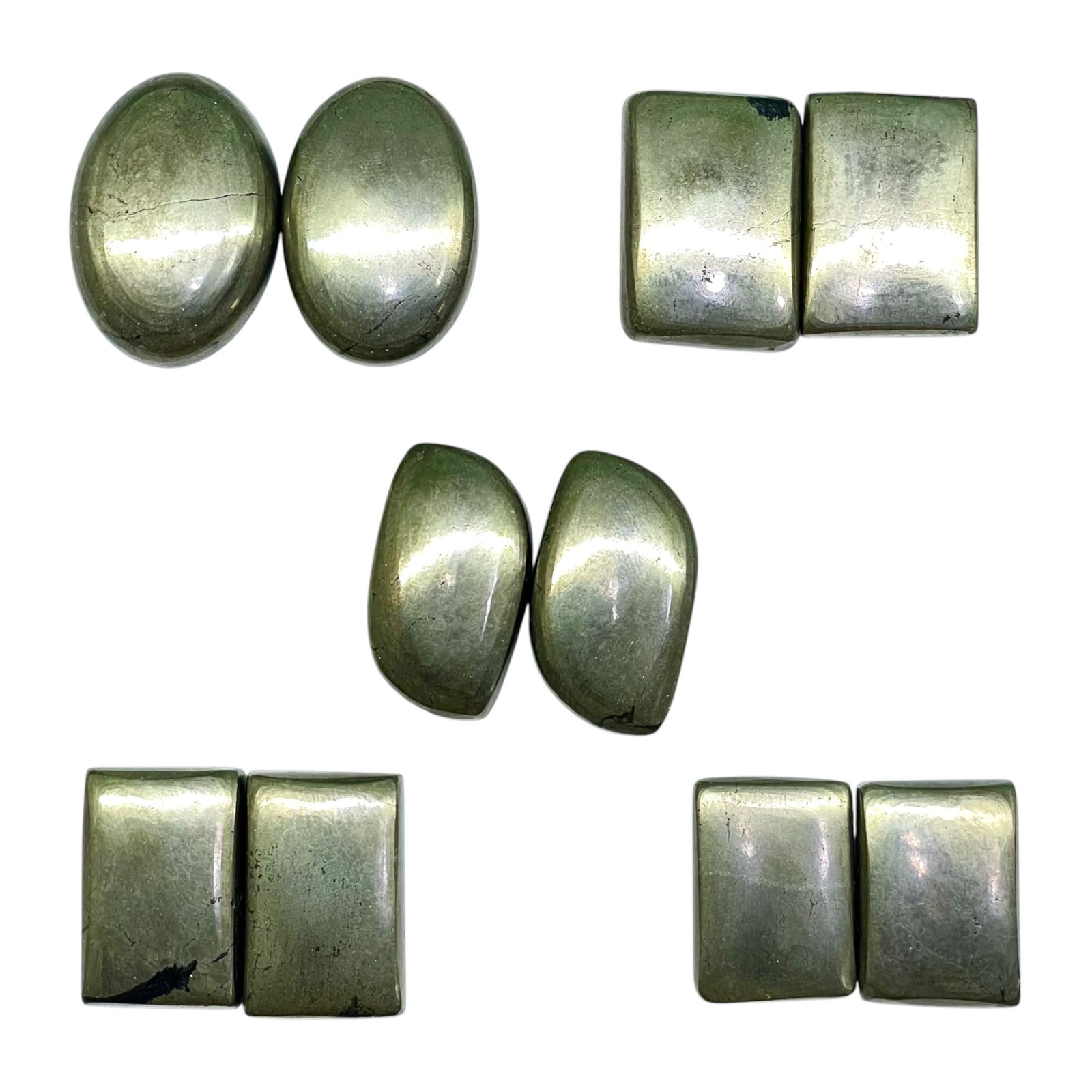 10 Pcs Natural Pyrite Cabochon 20-27mm Loose Golden Metallic Luster Gemstones