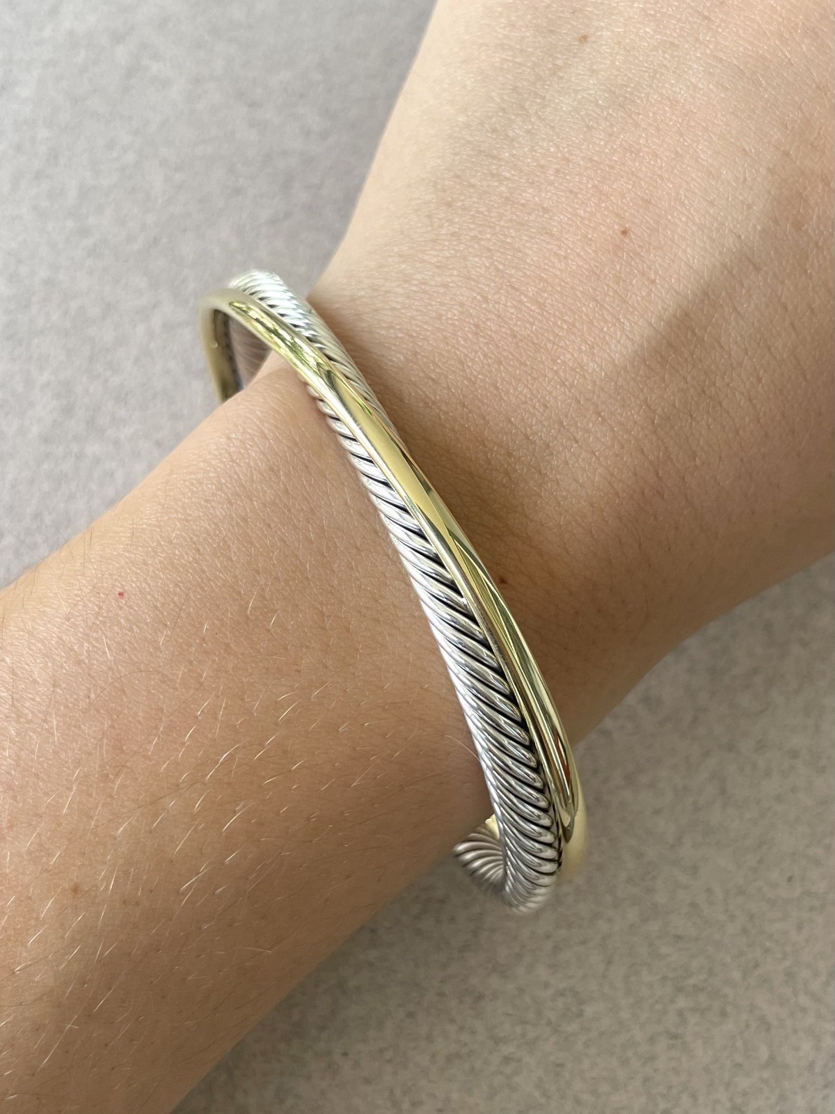 David Yurman Sterling and 18k Crossover Cuff Bracelet