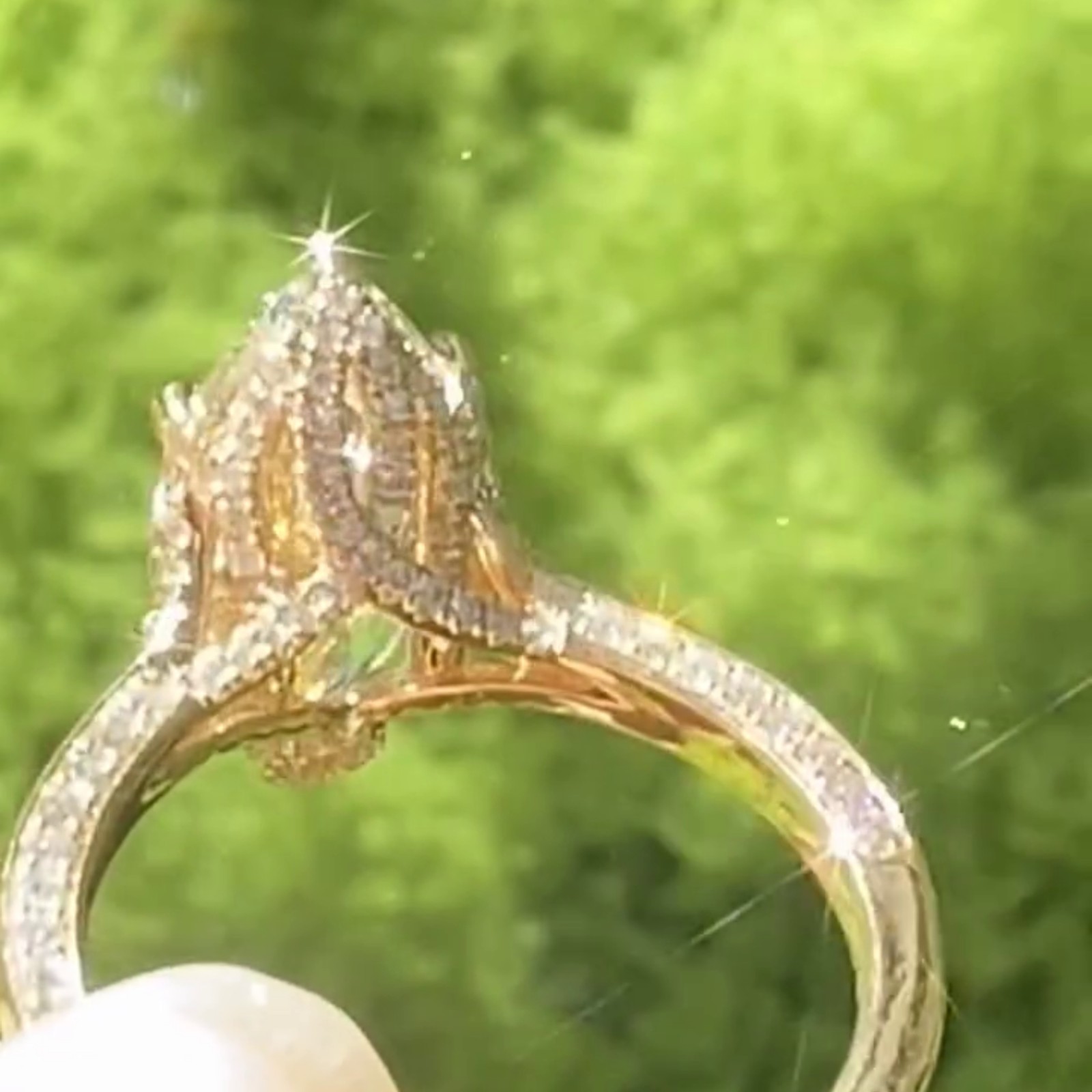 3.50CT Marquise Pave Moissanite Wedding Halo Ring 6 Prong 14K Yellow Gold Plated