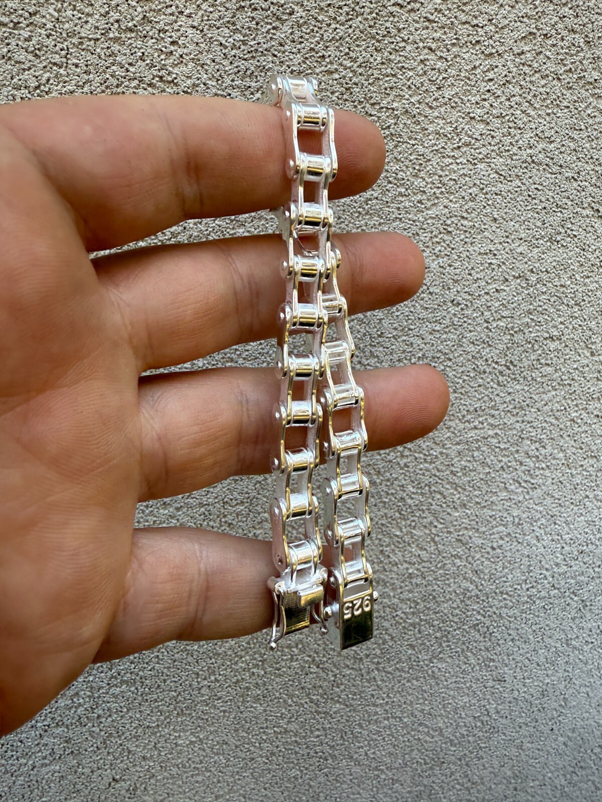 Bicycle Link Bracelet Real 925 Silver Handmade 9mm Bike Motorcycle Custom Chain