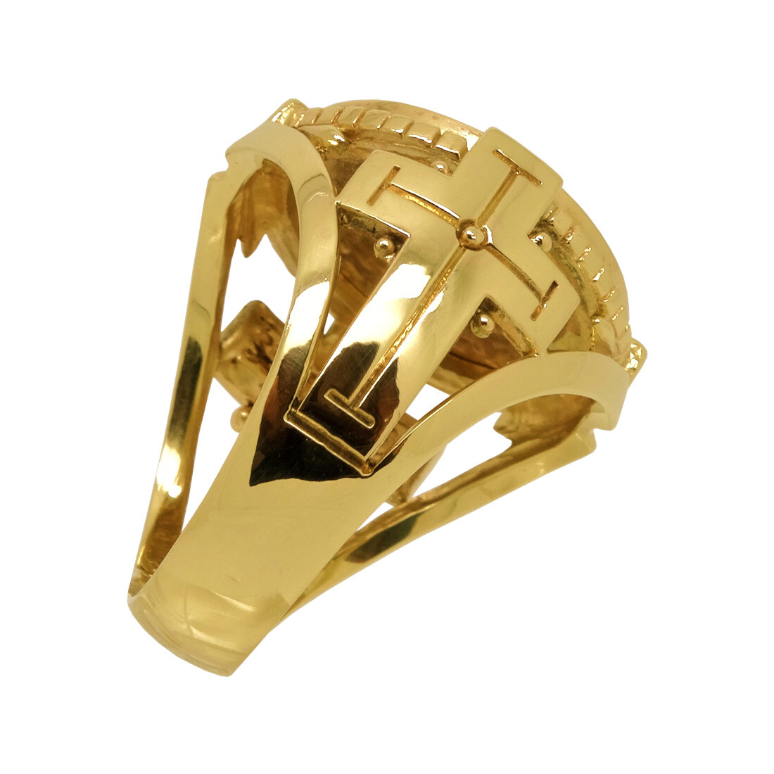 Saint Michael the Archangel Solid Yellow Gold Cross Mens Ring