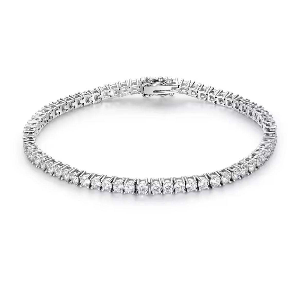 3.90ct Lab Grown Diamond Tennis Bracelet – 10K Solid White Gold 2.5mm – 17.78 cm