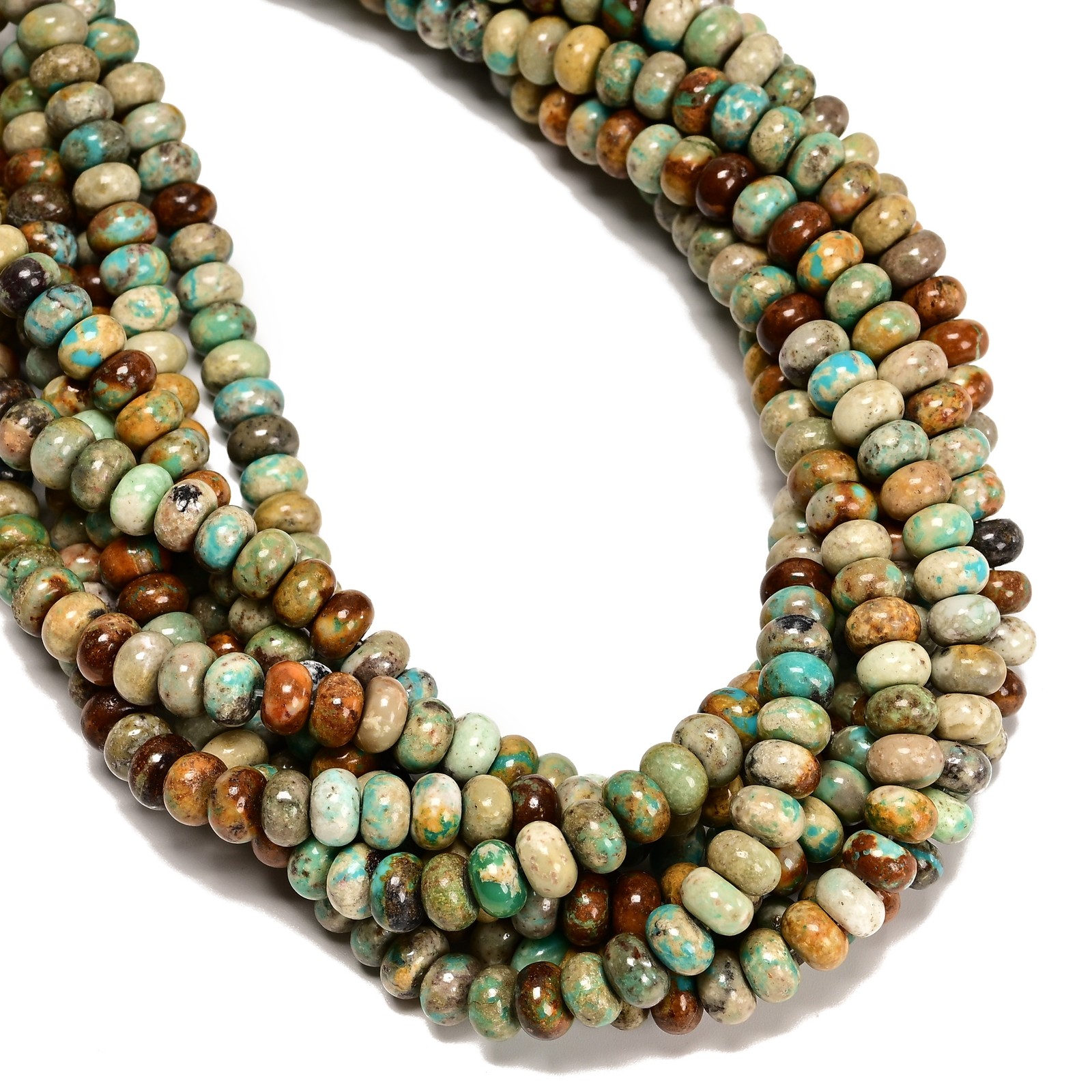 Natural Multi Color Turquoise Smooth Rondelle Beads Size 4x6mm 5x8mm 15.5″Strand