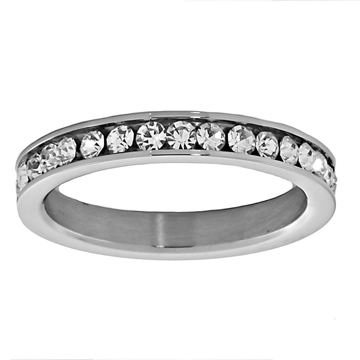 Remi: 0.78ct Ice on Fire CZ Stainless Steel 3mm Eternity Band Ring