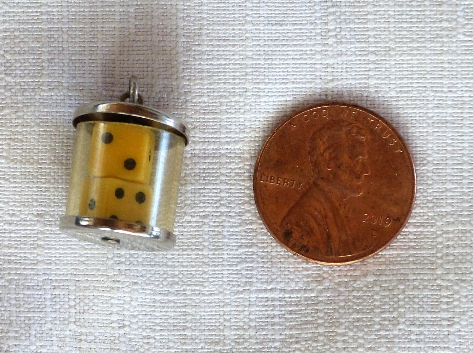 Vintage 1960s-1970s 3D Sterling Silver Dice in Capsule charm