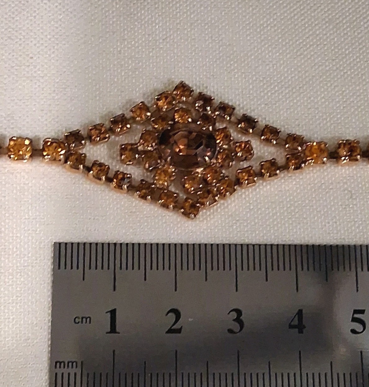 Vintage ArtDeco Style Topaz Amber Color Rhinestone Cocktail Tennis Bracelet