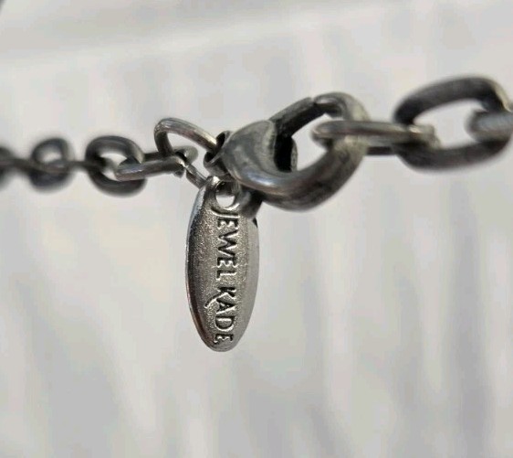 Jewel Kade Silver Tone Green Pendant Necklace Oval Link Chain Lobster Clasp
