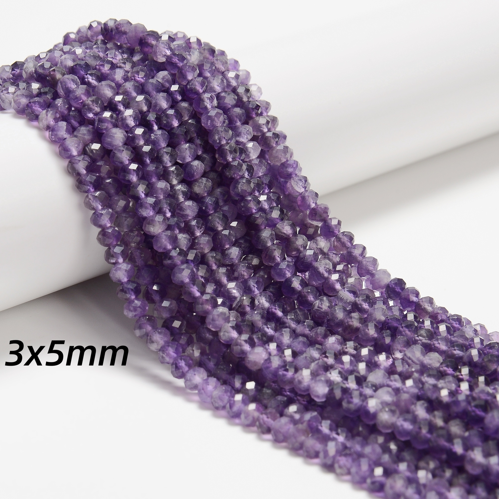 Natural Amethyst Faceted Rondelle Beads 2x3mm 3x4mm 3x5mm 15.5″ Strand