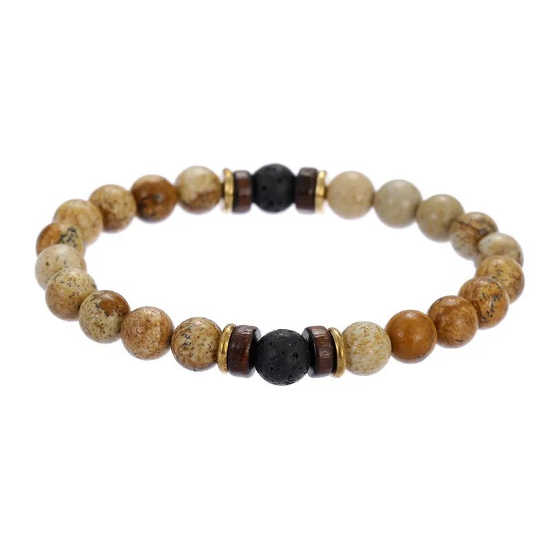 Volcanic Lava Stone Bracelet Men Women Natural Beads Buddha Charm Jewelry Gift